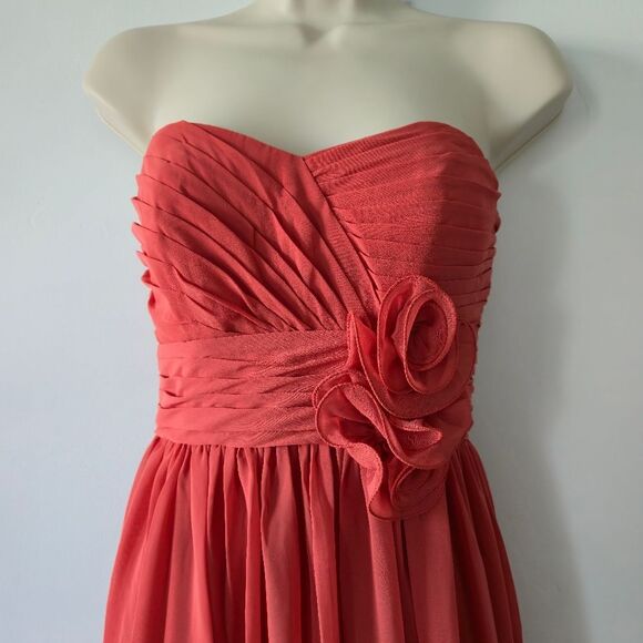 Bari Jay Strapless Coctail Maxi Dress Coral - Picture 5 of 8